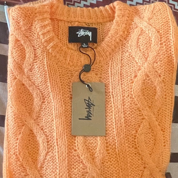 NWT Stussy Melon Loose Cable Knit LongSleeve Sweater Size L - Picture 5 of 6